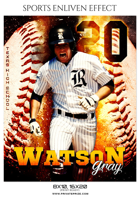 Watson Gray - Baseball Sports Enliven Effects Photography Template - Photography Photoshop Template