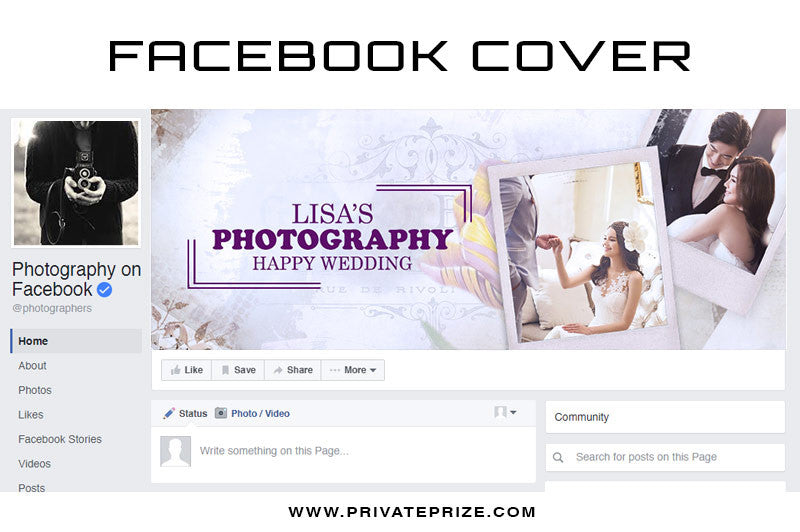 Facebook Timeline Cover Wedding Photography - Photography Photoshop Template