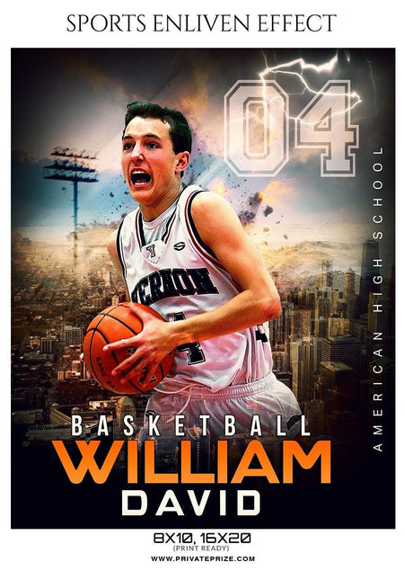William David - Basketball Sports Enliven Effect Photography Template - PrivatePrize - Photography Templates