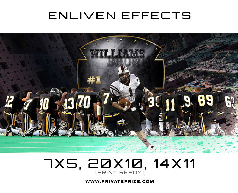 Williams Brown Football Photoshop Template - Enliven Effects - Photography Photoshop Templates