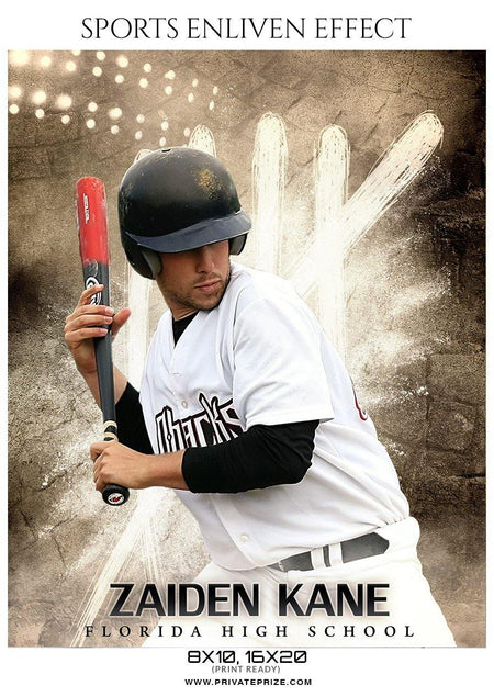 Zaiden Kane - Baseball Sports Enliven Effects Photography Template - PrivatePrize - Photography Templates