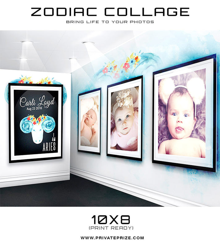 Zodiac - Aries 3D Wall Collage - Photography Photoshop Templates