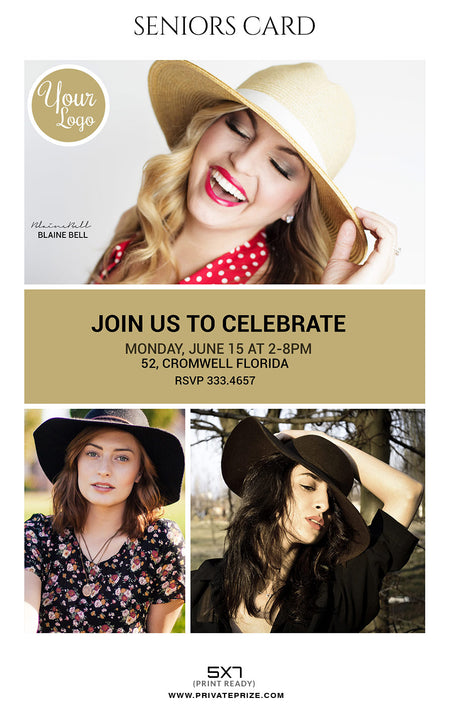 Blaine Bell - Senior Photo Card - Photography Photoshop Template