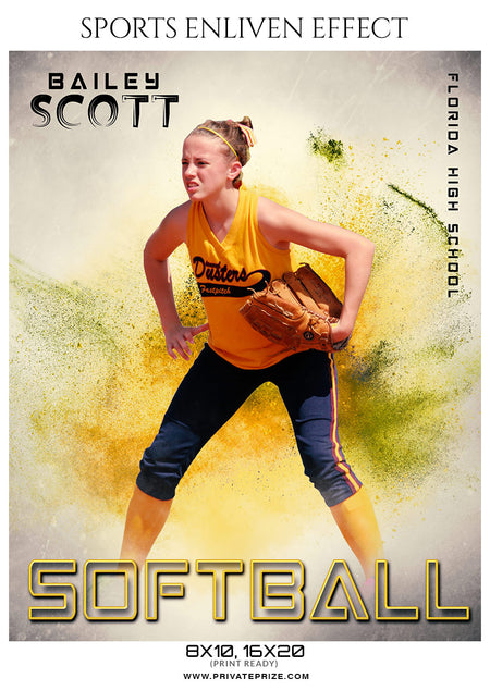 Bailey Scott - Softball Sports Enliven Effects Photography Template - Photography Photoshop Template