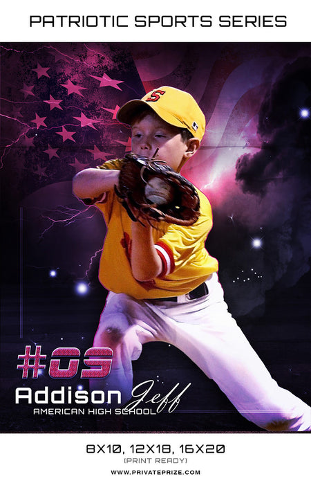 Addison Baseball - Sports Patriotic Series - Photography Photoshop Template