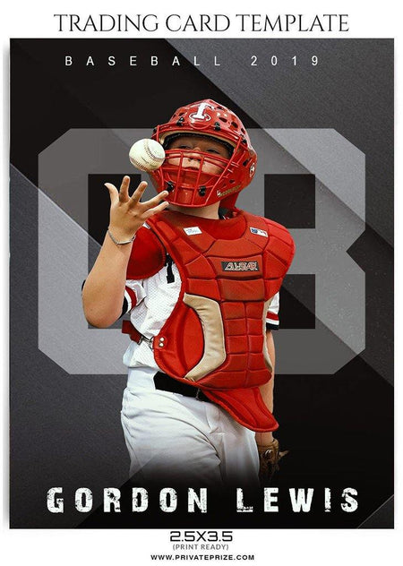 Trading Card - Baseball Sports Photoshop Template - PrivatePrize - Photography Templates