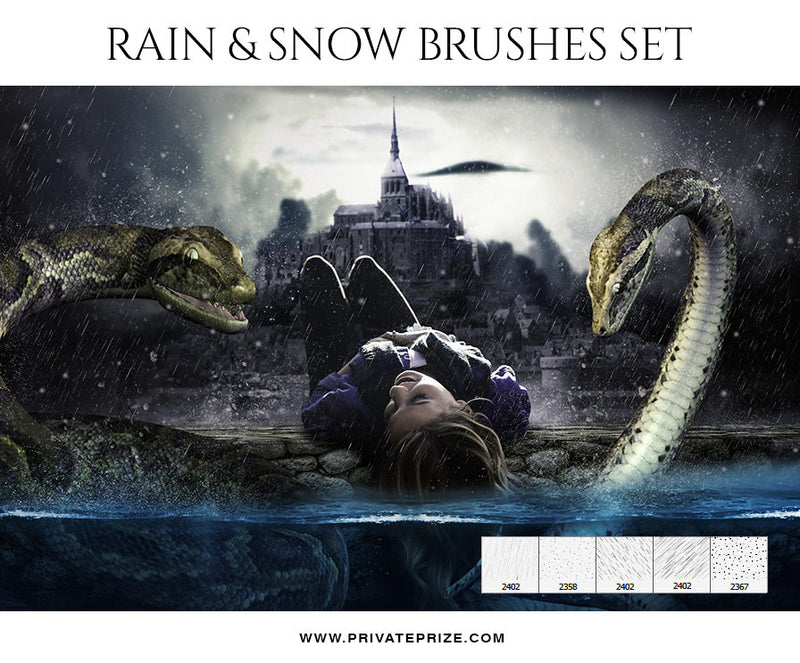 Rain & Snow-Brushes - Photography Photoshop Template