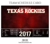 Texas Rockies Team Schedule Card - Photography Photoshop Template