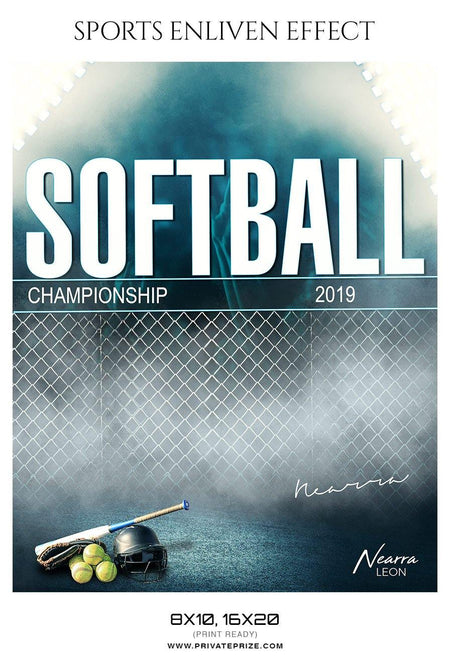 Nearra Leon - Softball - Sports Enliven Effect Photography template - PrivatePrize - Photography Templates