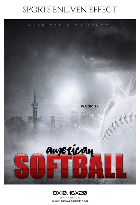 Iva Smith - Softball Sports Enliven Effect Photography Template - PrivatePrize - Photography Templates