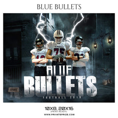Blue Bullets Football Themed Sports Photography Template