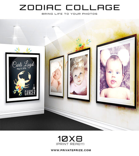 Zodiac - Cancer 3D Wall Collage - Photography Photoshop Templates
