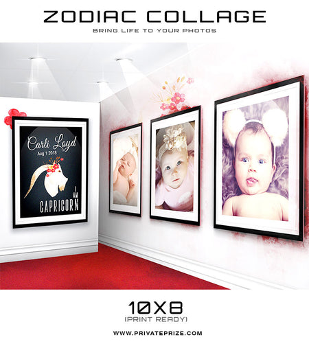 Zodiac - Capricorn 3D Wall Collage - Photography Photoshop Templates