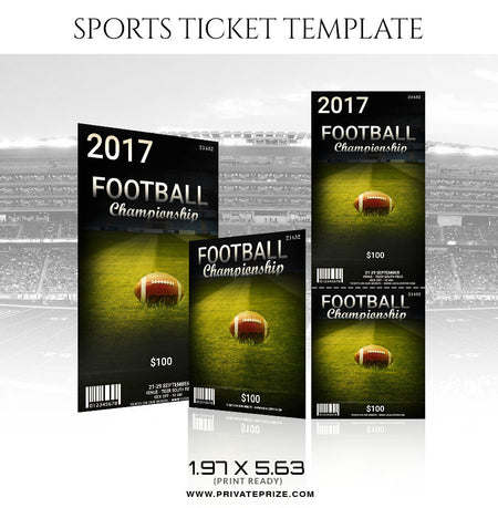 Football Sports Ticket Template - Photography Photoshop Template