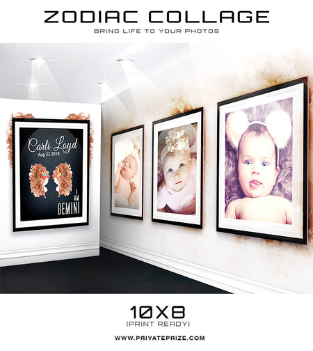 Zodiac - Gemini 3D Wall Collage - Photography Photoshop Templates