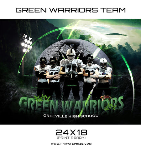 Green Warriors Themed Sports Template - Photography Photoshop Template