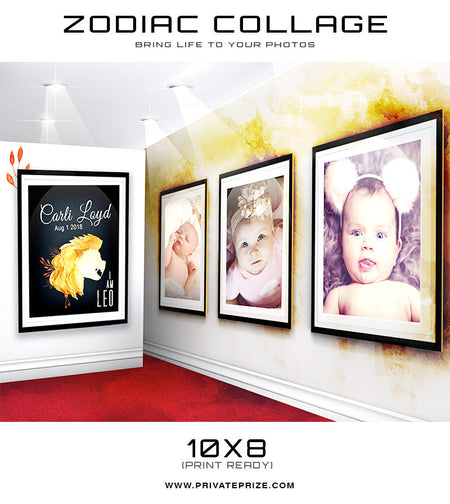 Zodiac - Leo 3D Wall Collage - Photography Photoshop Templates