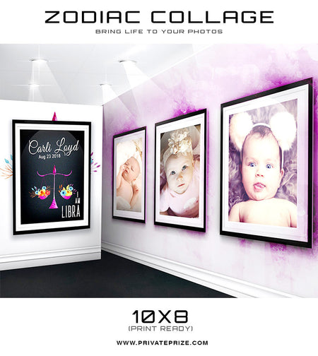 Zodiac - Libra 3D Wall Collage - Photography Photoshop Templates