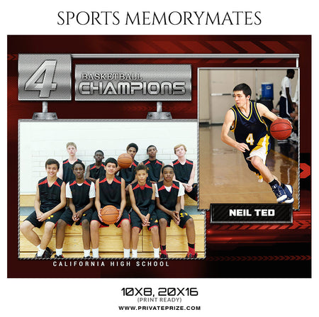 Neil Ted Basketball - Sports Memory Mate Photoshop Template - Photography Photoshop Template