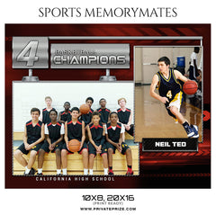 Neil Ted Basketball - Sports Memory Mate Photoshop Template