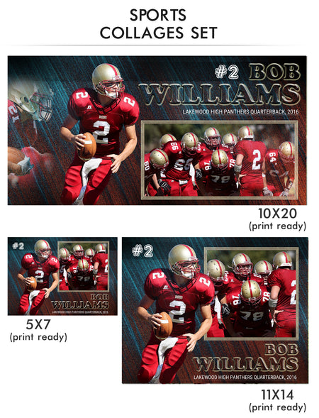 Bob- Sports Collage Photoshop Template - Photography Photoshop Template