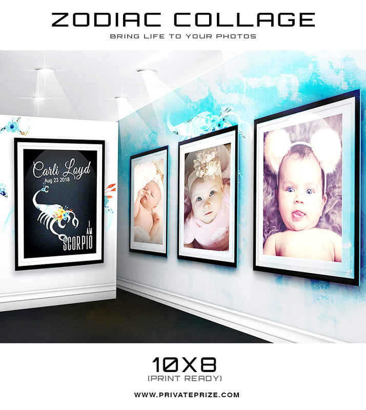 Zodiac - Scorpio 3D Wall Collage - Photography Photoshop Templates