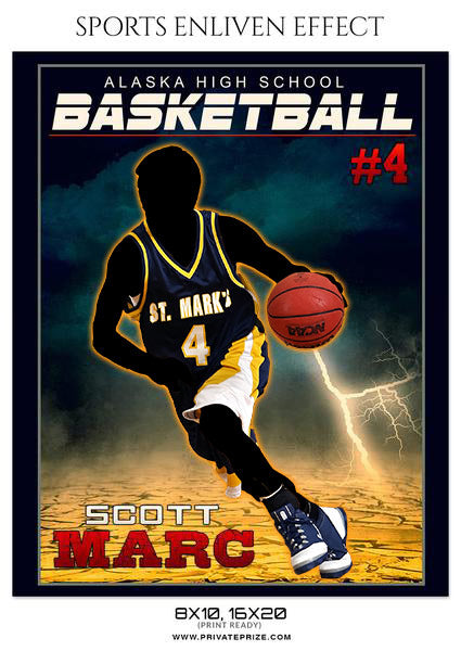 SCOTT MARC BASKETBALL- SPORTS ENLIVEN EFFECT - Photography Photoshop Template