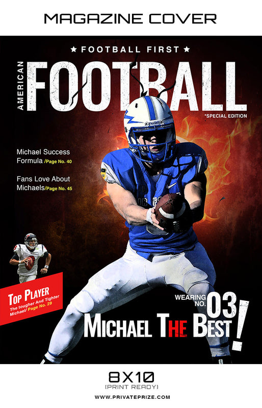 Football- Sports Photography Magazine Cover - Photography Photoshop Templates