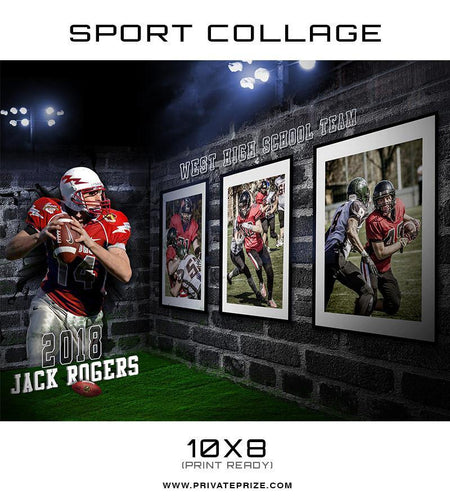 3D Wall Football - Sports Collage - PrivatePrize - Photography Templates