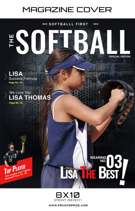 Softball - Sports Photography Magazine Cover - Photography Photoshop Template