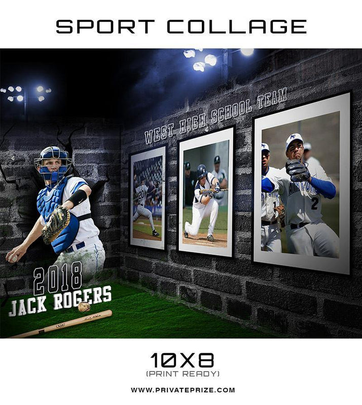 3D Wall Baseball - Sports Collage - PrivatePrize - Photography Templates