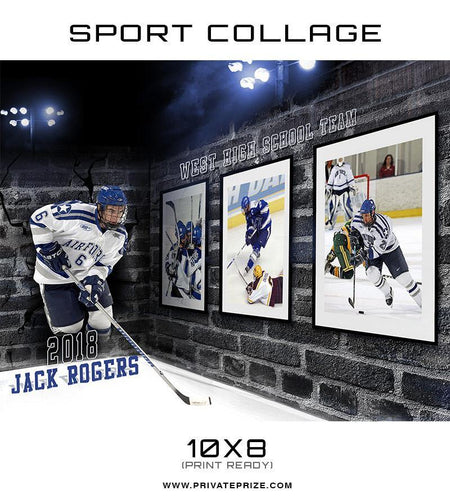 3D Wall Hockey - Sports Collage - PrivatePrize - Photography Templates