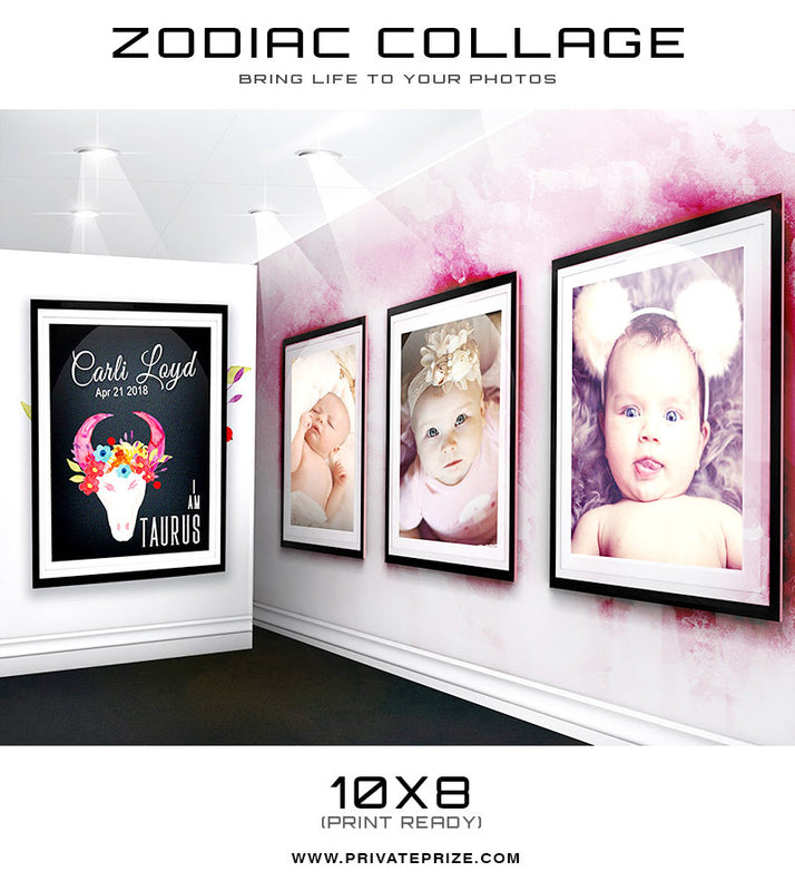 Zodiac - Taurus 3D Wall Collage - Photography Photoshop Templates
