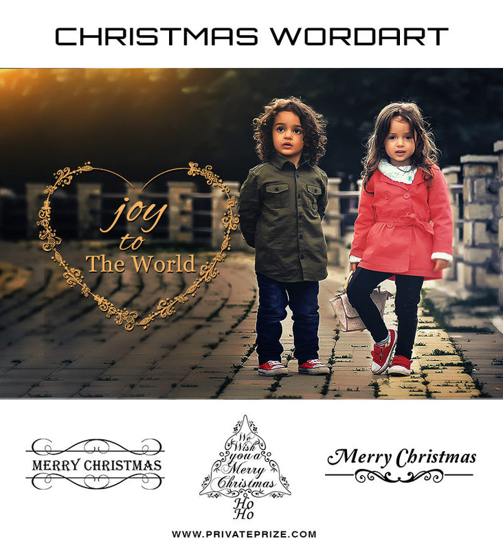 Joy to the World! Christmas  Wordart - Photography Photoshop Template
