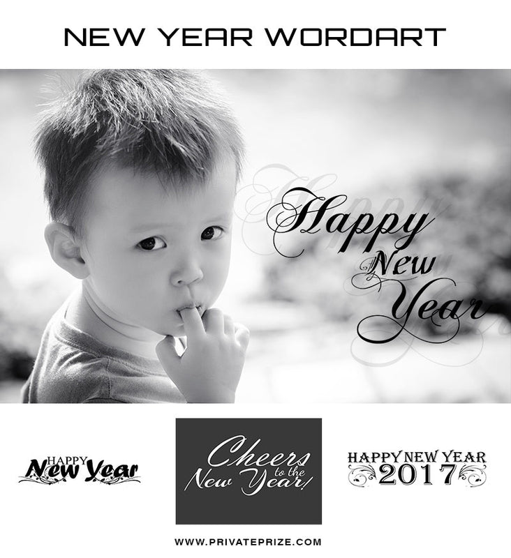 New Year Blessings-Word Art - Photography Photoshop Template