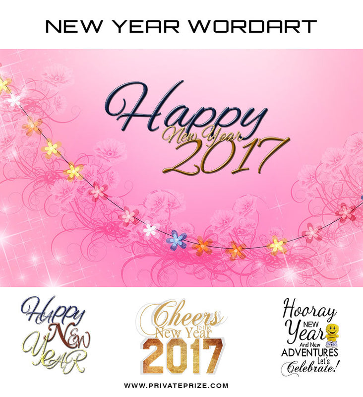 New Year Wishes-Word Art - Photography Photoshop Template