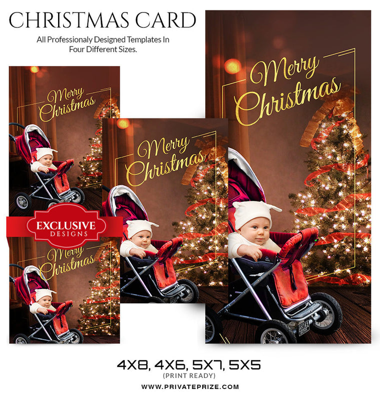 Christmas Card newborn - Photography Photoshop Template