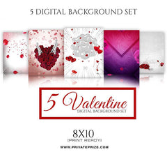 5 Valentines Digital Background Set