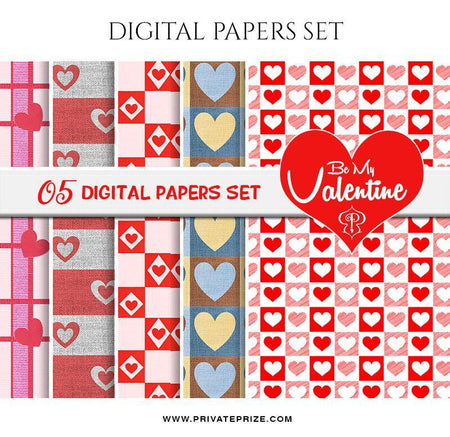 Be My Valentine Paper Texture Digital Paper Pack - PrivatePrize - Photography Templates