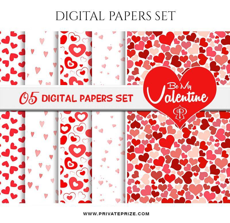 Be My Valentine's - Paper Texture Digital Paper Pack - PrivatePrize - Photography Templates