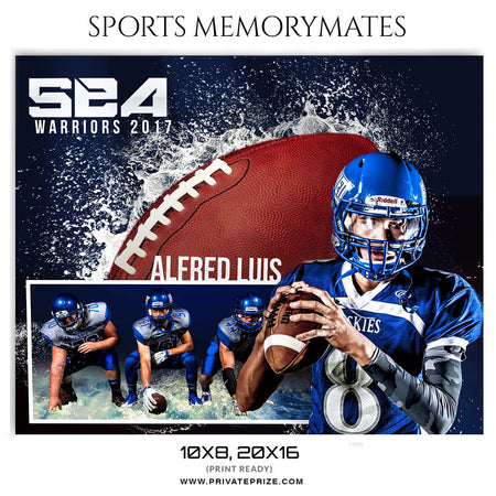 Sea Warriors Football - Sports Memory Mate Photoshop Template - Photography Photoshop Template