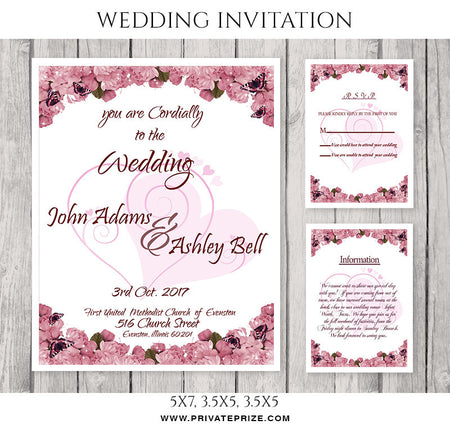 John and Ashley Wedding Invitation Card - Photography Photoshop Template