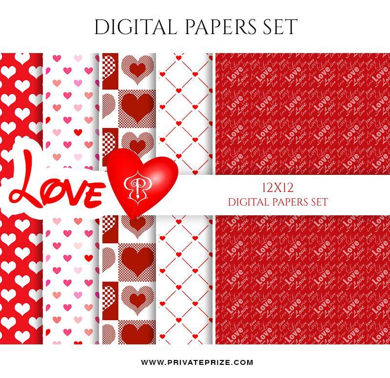 Love - Valentine's Paper Texture Digital Paper Pack - PrivatePrize - Photography Templates