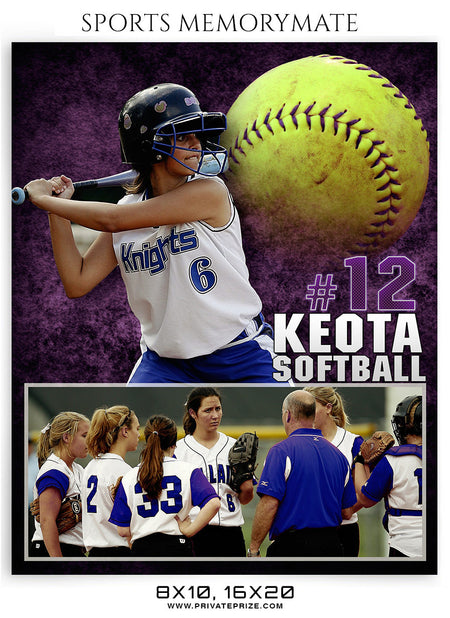 KEOTA SOFTBALL - SPORTS MEMORY MATE - Photography Photoshop Template
