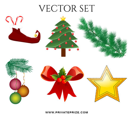 Christmas  Vector Graphics Set - Photography Photoshop Template