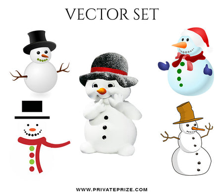 Snowman - Christmas Vector Graphics Set - Photography Photoshop Template