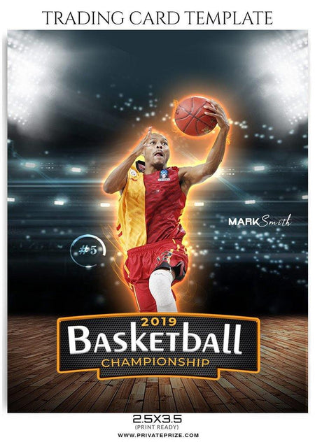 Mark Smith Trading Card - Basketball Sports Photoshop Template - PrivatePrize - Photography Templates