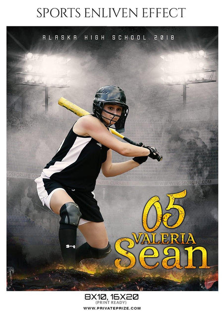Valeria Sean Alaska High School Softball Sports Template - Enliven Effects - PrivatePrize - Photography Templates