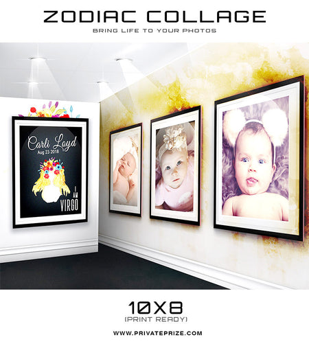 Zodiac - Virgo 3D Wall Collage - Photography Photoshop Templates