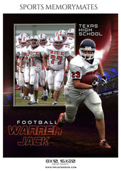 Warren Jack Football  Memory Mate Photoshop Template